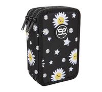 CoolPack XXL Pencil Case 3 Compartment School Pencil Case Triple Pencil Case Pencil Case for Girls Boys Pencil Case 44 Pieces Filled Pencil Case 3-Tier Daisy Black, Multicoloured, pencil case