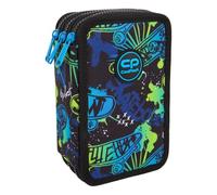 CoolPack XXL Pencil Case 3 Compartment School Pencil Case Triple Pencil Case Pencil Case for Girls Boys Pencil Case 44 Pieces Filled Pencil Case 3-Tier Skate Night, Multicoloured, pencil case