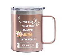 Coolparty 12oz Travel Mug Gift Ideas for Mum Mother's Day, Best Mom Ever Novelty Gifts for Mum, Stainless Steel Vacuum Insulated Tea Coffee Water Cup Mug with Handle Present