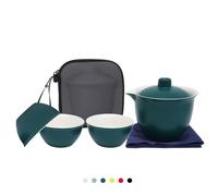 Coolpei Porcelain Chinese Gongfu Tea Sets for Adults Portable Kungfu Teapot and Cup Set Small Ceramic Tea Party Set Travel Tea Mug with Lid for Home Gifting Outdoor and Office