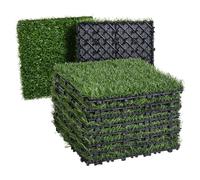 Coolpleasant 11 Pcs 30x30cm Artificial Grass Turf, 3cm Thickness Interlocking Squares Deck Tiles with Anti-Slip PE Base for Pet, Patio, Balcony, Garden, Indoor, Outdoor Decor(Size:11 Pcs)
