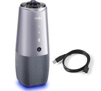 COOLPO Webcam, 360° Video Conference Camera, 4K UHD All-in-One with Speaker, Microphone, AI Speaker Tracking, Noise Cancellation, Teams, Zoom, PANA 5ft USB Cable
