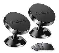 Coolpow【2 Packs 】Magnetic Phone Holder for car【Strong Magnet】phone holders for your car phone holder Mount for Car【4 Metal Plate】Universal Dash cell phone car mount for iphone Samsung car accessories