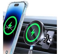 Coolpow for MagSafe Car Mount Charger【360° Rotation】15W Fast Charging Car Phone Holder Wireless Charger for Magsafe Car Charger【Strong Magnet】Magnetic Phone Holder Mount for iPhone 17 Pro Max 16 15 14