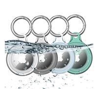 COOLQO IPX8 Waterproof Holder for Airtag Compatible with Apple AirTags, Case Keychain for Air Tag, Hard PC Key Ring Cases Tags Chain GPS Item Finders Accessories, 4 Pack 01