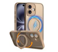 COOLQO Magnetic for iPhone 16 Plus Case with Stand, Compatible with MagSafe, Military Grade Drop Protection, Translucent Matte Scratch-Resistant Back Protective Shockproof Slim Phone Case, Brown