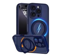 COOLQO Magnetic for iPhone 16 Pro Case with Stand, Compatible with MagSafe, Military Grade Drop Protection, Translucent Matte Scratch-Resistant Back Protective Shockproof Slim Phone Case, Blue