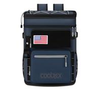 COOLREX COOLREX Large Backpack Cooler Navy Blue 36 Can Cooler Backpack with 2 Insulated Compartments Leak Proof Waterproof Travel Backpack, Camping Beach Picnic Lunch Thermal Bag for Women and Men