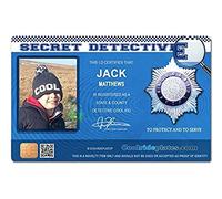 Coolrideplates Personalised Detective style ICE card. 100% recycled Eco-PVC