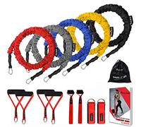 Coolrunner 14 PCS Resistance Bands Set, Exercise Tubes, 20lbs to 40lbs Workout Bands with Handles Protective Nylon Sleeves Door Anchor Ankle Strap, Elastic Exercise Bands for Men Women - up to 150lbs