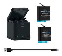 COOLSHOW 2-Pack 1220mAh Hero 8 Battery Bundle with Protection Case & 3-Channel Charger All in One Battery Storage Charging Dock Compatible with GoPro Hero 8/7/6/5/2018 Black(2 Batteries+1 Charger)