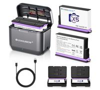 COOLSHOW 360 X5 Battery 2800mAh 2 Packs with Protection Case and Fast X5 Charger Hub Battery Storage Box Design Compatible with Insta360 X5 Camera