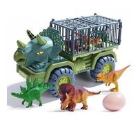 Coolstuffx Dinosaur Truck Playset for Toddler Boys Girls, Monster Truck Vehicle Transporter with Jurassic Dinosaurs, Dino cars and Dinosaur Eggs (Triceratops Head)