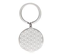 cooltime Stainless Steel Pendant Keychain Flower of Life Mandala Circle Round Charm Keyring (Style 3)