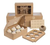 Coolty 20pcs 6 Holes Cupcake Boxes with Window Cardboard Packaging Boxes Pastry Bakery Boxes with Inserts for Muffins Cookies Cupcakes Desserts Pies (Brown)