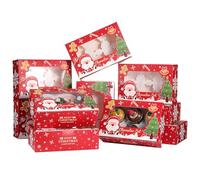 Coolty 20pcs Cupcake Boxes 6 Holes Cardboard Packaging Boxes Bakery Pastry Boxes with Window and Inserts for Cookies Muffins Cupcakes Desserts Pies (Christmas Type)