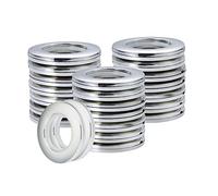 Coolty 32pcs Curtain Eyelet Rings, 40mm Plastic Rings Clips DIY for Window, Shower, Locker (Bright Silver)