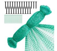 Coolty 4x10M Garden Netting for Plants Fruit Veg Patch Grass Seeds, Anti Bird Netting Kit with 40pcs Ground Spikes and 100pcs Ties, Pond Netting Cover,Plant Netting (Green)