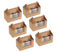 Coolty 50pcs Cupcake Boxes 2 Holes Cardboard Packaging Boxes Bakery Pastry Boxes with Handle for Cookies Muffins Cupcakes Desserts Pies (Brown)