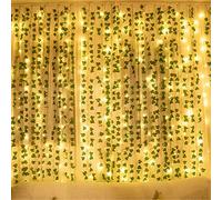 COOLUCK 84Ft 12 Pack Artificial Ivy Leaf Plants Vine with 80 LED String Light,Green Vines Garland, Hanging for Home Kitchen Office Wedding Wall Decor