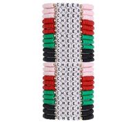 Cooluckday Cheer Bracelets for Team Cheer Gifts Cheerleader Gifts Set for Women Teen Girls Cheer Stuff Stackable Clay Y2k Friendship Bracelets(Black/White/Pink/Red/Green/Blue), Cheer Mixing bracelets