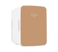 Cooluli 10L Mini Fridge for Bedroom - Car, Office Desk & College Dorm Room - 12v Portable Cooler Warmer Food, Drinks, Skincare, Beauty Makeup - AC/DC Small Refrigerator with Glass Front, Gold, I10L2G