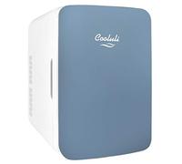 Cooluli 10L Mini Fridge for Bedroom - Car, Office Desk & College Dorm Room - 12v Portable Cooler & Warmer for Food, Drinks, Skincare, Beauty & Makeup - AC/DC Small Refrigerator with Glass Front, Blue