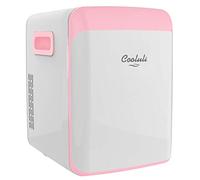 Cooluli 15L Mini Fridge for Bedroom - Car, Office Desk & College Dorm Room - 12V Portable Cooler & Warmer for Food, Drinks, Skin Care, Beauty, Makeup & Cosmetics - AC/DC Small Refrigerator (Pink)