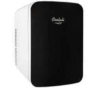Cooluli 15L Mini Fridge for Bedroom - Car, Office Desk & College Dorm Room - 12v Portable Cooler & Warmer for Food, Drinks, Skincare, Beauty & Makeup - AC/DC Small Refrigerator with Glass Front, Black