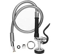 COOLWEST Pre-Rinse Hose with Spray Valve 44 Inch Flexible Stainless Hose with Sprayer Nozzle Head Replacement Kit for Commercial Kitchen Sink Faucet(Free Brass Adapter to Connect Add-on Swivel Spout)