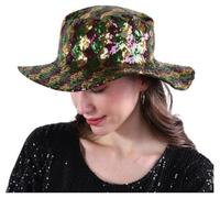 Coolwife Bucket Hats Boonie Hats Wide Brim Foldable Jungle Fishing Hiking Beach Sun Cap (Sequin Mardi Gras)