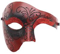 Coolwife Masquerade Mask Vintage Phantom Of The Opera One Eyed Half Face Costume (Y Red)