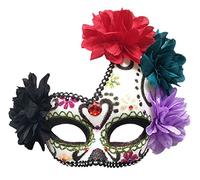 Coolwife Women's Masquerade Mask Mexican Day Of The Dead Sugar Skull Eyemask Masque Fancy Dress (Green/White/Black)