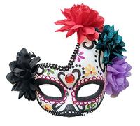 Coolwife Women's Masquerade Mask Mexican Day Of The Dead Sugar Skull Masque Fancy Dress (Purple/White/Black)