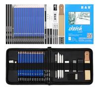 Coolzon 35 pcs Drawing Pencils Sketch Pencils, Artist Set Drawing Case with Sketch/Charcoal/Graphite Pencil, Eraser Knife Expander in Pencil Case