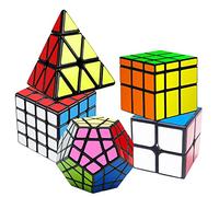 Coolzon 5 Pack Speed Magic Cubes, Magic Speed Cube Set 2x2 4x4 Fenghuolun Pyraminx Pyramid Megaminx Fenghuolun Puzzle Cube Toy for Children & Adults 8 Years & Up