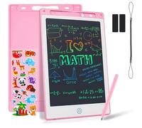 Coolzon Colourful LCD Writing Tablet Kids, 10 Inch Erasable Writing Tablet with Lock Function Kids Drawing Pad for Painting Drawing and Memo Lists,Free Animal Cartoon Stickers,Pink