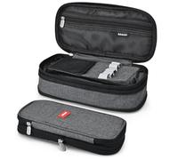Coolzon Expandable Pencil Case, Large Capacity Pencil Cases Pen Bag Pouch Holder School Stationery Organizer Makeup Cosmetic Bag for Girls Boys Students Adults, Dark Grey
