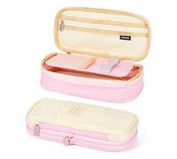 Coolzon Expandable Pencil Case, Large Capacity Pencil Cases Pen Bag Pouch Holder School Stationery Organizer Makeup Cosmetic Bag for Girls Boys Students Adults, Pink