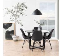 Cooma Black Marble Effect 4 Seater Round Dining Table with Black Legs