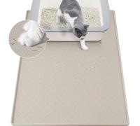 Coomazy Cat & Dog Feeding Mat, Sillicone Waterproof Pet Bowl Placement Tray dish wash safe to Stop Food Spills and Water Messes Out to Floor (L: 60x40cm/23.6x15.7in, Beige)