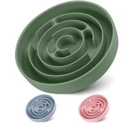 Coomazy Extra Large Slow Feeder Bowl, Silicone Dog Bowl with Suction Cups, Slow Feeder & Non-Slip Design, Boredom and Anxiety Reducer, Suitable for Large Dogs, Avocado Green, 5 Cup