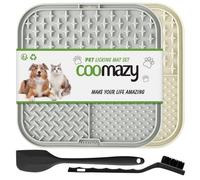 Coomazy Lick Mats for Dogs and Cats 2 Pcs Dog Slow Feeding Licking Treat Mats with Suction Cup, Boredom And Anxiety Reducer,Suitable for Food, Peanut Butter And Liver Paste, beige (20-LKMTST)