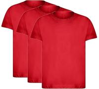 Coombb® 3 Pack Kids Cotton Rich Plain T Shirts Crew Neck Short Sleeve Value Weight Classic Fit Casual Top Red 7-8 Years