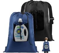 Coomee 2-Pack Backpack Laundry Bags, Heavy Duty Laundry Bag Backpacks with Adjustable Shoulder Straps, Door Hanging Washing Bag, Laundry Hamper Lining for College Dorm, Travel, Laundromat