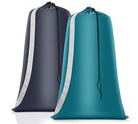 Coomee Heavy Duty Laundry Bag 2 Pack XL Nylon Laundry Bags with Straps, Washable Large Dirty Clothes Organizer with Drawstring Closure, Travel Washing Bag Fit a Laundry Hamper or Basket