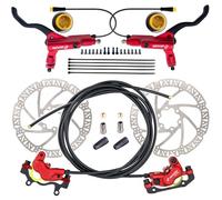 CooMeng Zoom H876E 2-PIN/3-PIN 4-Pistons E-Bike Electric Power-Off Hydraulic Brake Set with 180mm Rotors, Pre-Bled Hydraulic Disc Brake Caliper Lever for eBike (Included Mounting Adapter)