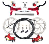 CooMeng Zoom H876E 2-PIN/3-PIN 4-Pistons E-Bike Electric Power-Off Hydraulic Brake Set with 180mm Rotors, Pre-Bled Hydraulic Disc Brake Caliper Lever for eBike (Included Mounting Adapter)