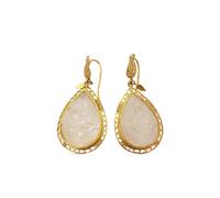 COOMI 20K yellow gold diamond and moonstone carved antiquity earrings One Size