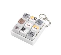 COOMICKEY 1 Pack Cute Cat 3x3 Grid Keyboard Fidget Toy - Clicky, Creamy Stress Relief Fidget Clicker Keychain - Quiet Fidget Toys for Adults, Boost Focus & Calm Anxiety at Work, Travel - Ideal Stress